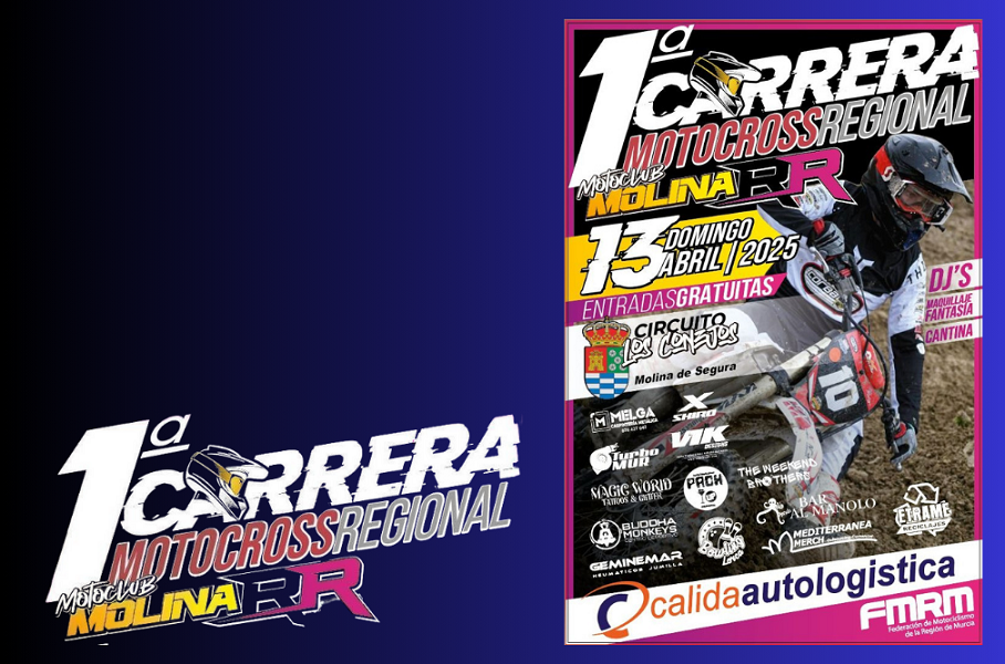 cartel de la primera carrera regional de motocross en el circuito de motocross de la Urbanización Los Conejos